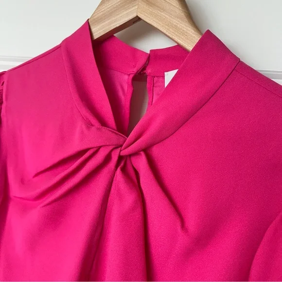 NWT Loft High Neck Twist Bubble Sleeve Blouse - XS - Picture 2 of 8